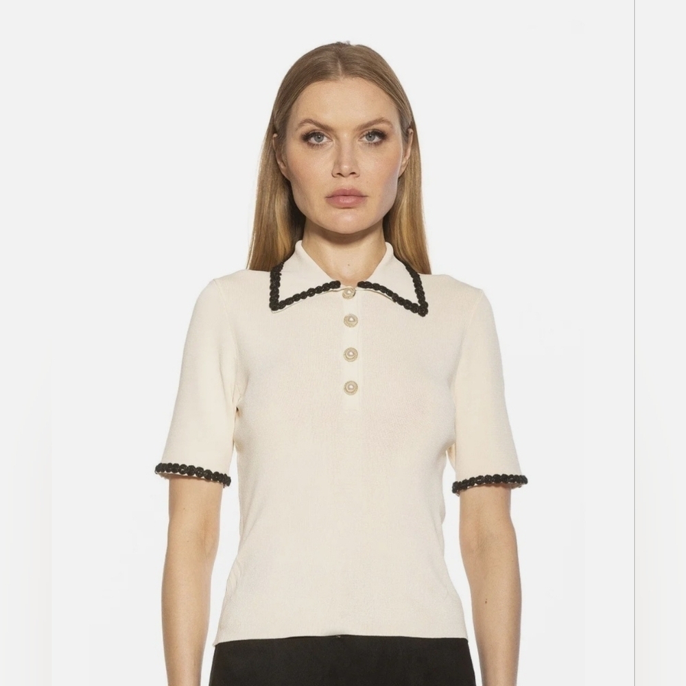 NEW Alexia Admor Brianna Beige Top Size L